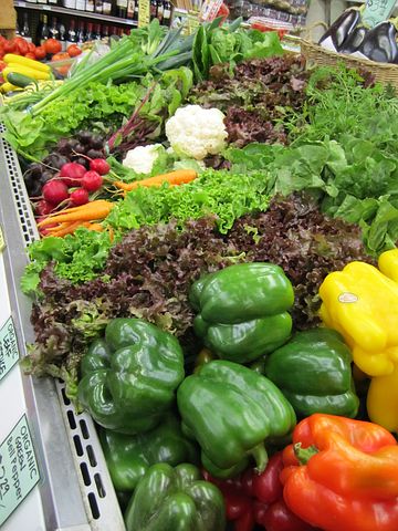 fresh vegetables in a supermarket